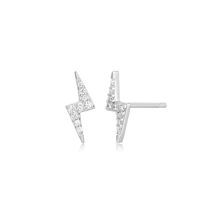 M by Monte Luna 1/10 ct. tw. Lab-Grown Diamond Lightning Bolt Earrings in Rhodium Plated Sterling Silver