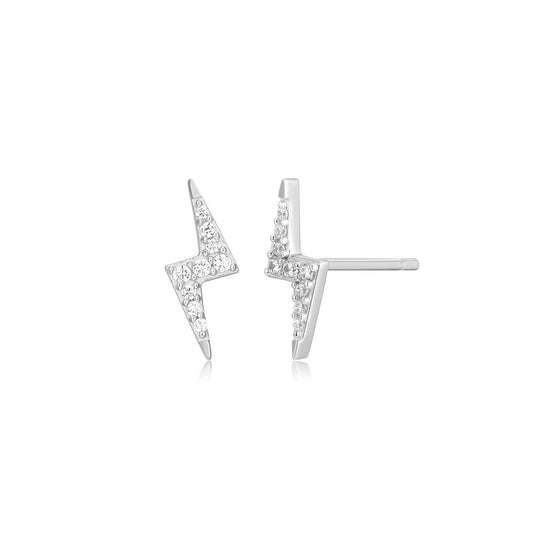 M by Monte Luna 1/10 ct. tw. Lab-Grown Diamond Lightning Bolt Earrings in Rhodium Plated Sterling Silver