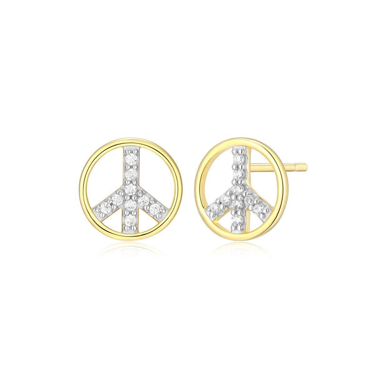 M by Monte Luna 1/10 ct. tw. Lab-Grown Diamond Peace Sign Earrings in 14K Yellow Gold Plated Sterling Silver