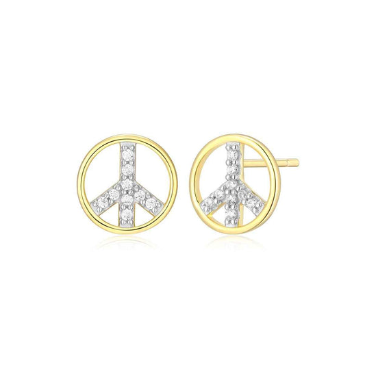 M by Monte Luna 1/10 ct. tw. Lab-Grown Diamond Peace Sign Earrings in 14K Yellow Gold Plated Sterling Silver