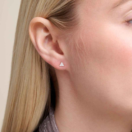 M by Monte Luna 1/10 ct. tw. Lab-Grown Diamond Pave Triangle Earrings in 14K Yellow Gold Plated Sterling Silver