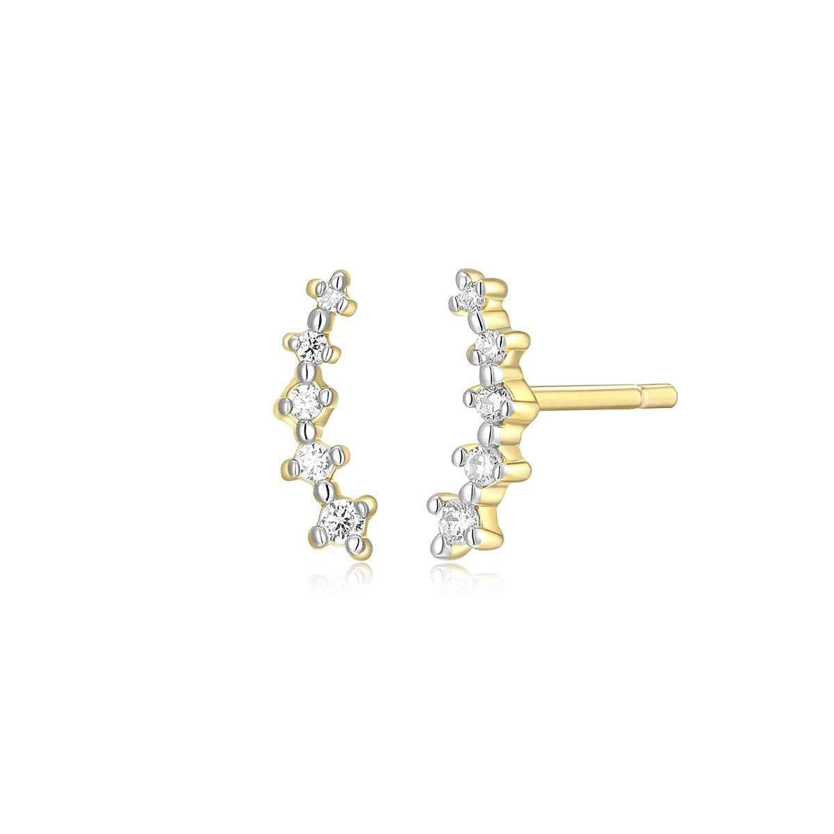 M by Monte Luna Lab-Grown Diamond Accent Climber Earrings in 14K Yellow Gold Plated Sterling Silver