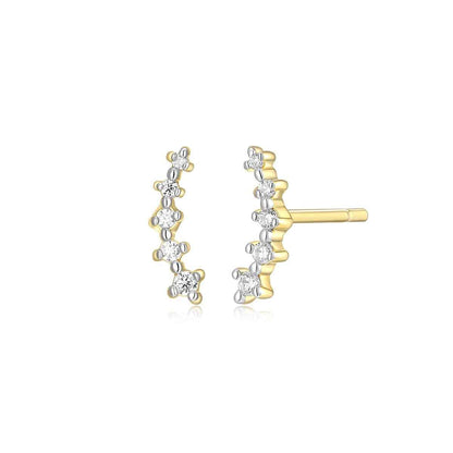 M by Monte Luna Lab-Grown Diamond Accent Climber Earrings in 14K Yellow Gold Plated Sterling Silver