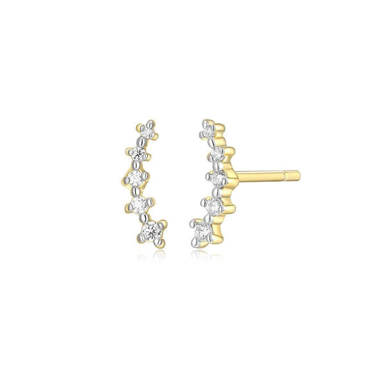 M by Monte Luna Lab-Grown Diamond Accent Climber Earrings in 14K Yellow Gold Plated Sterling Silver