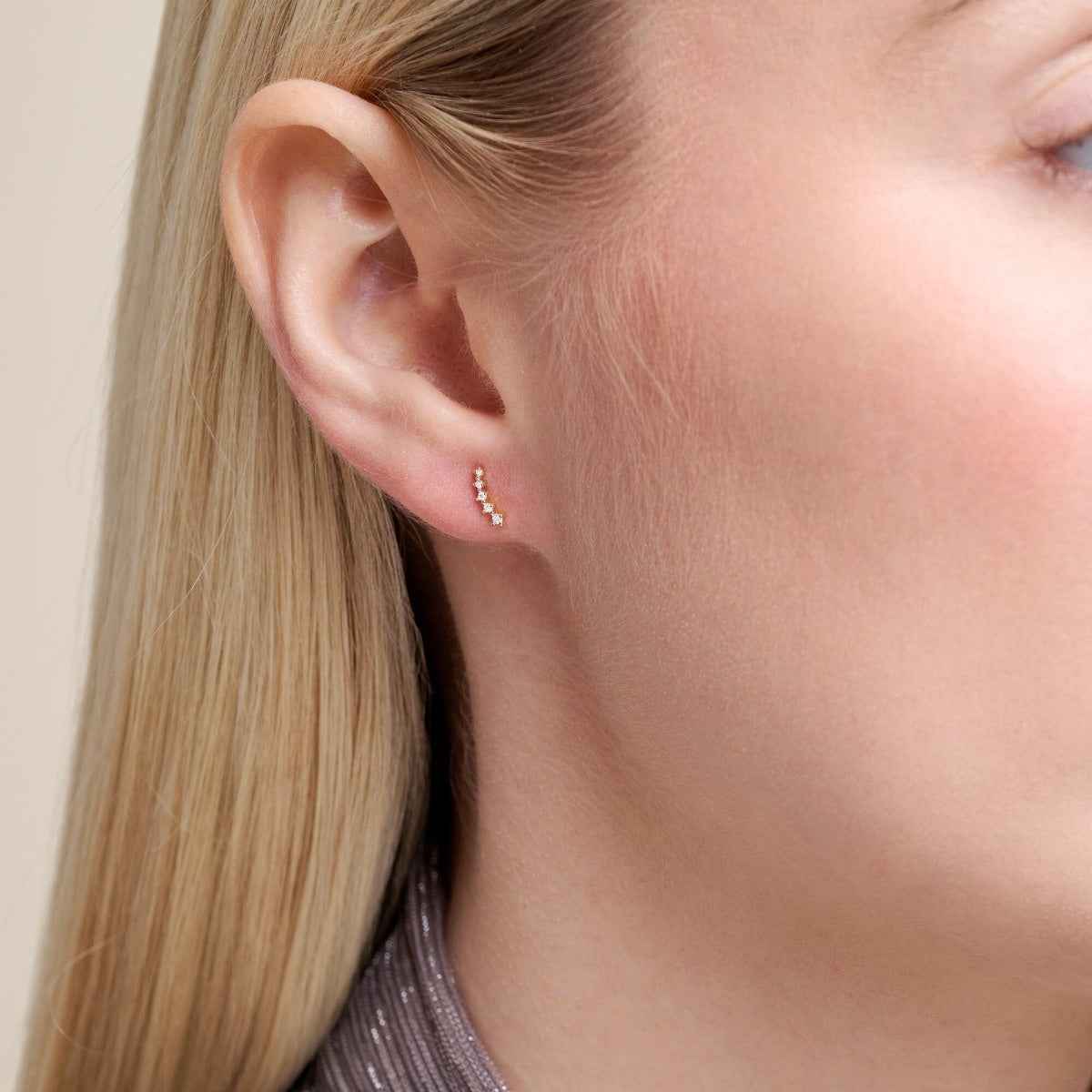 M by Monte Luna Lab-Grown Diamond Accent Climber Earrings in 14K Yellow Gold Plated Sterling Silver