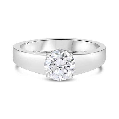 Natural 1 ct. tw. Round Brilliant Diamond Cathedral Engagement Ring in 14K White Gold
