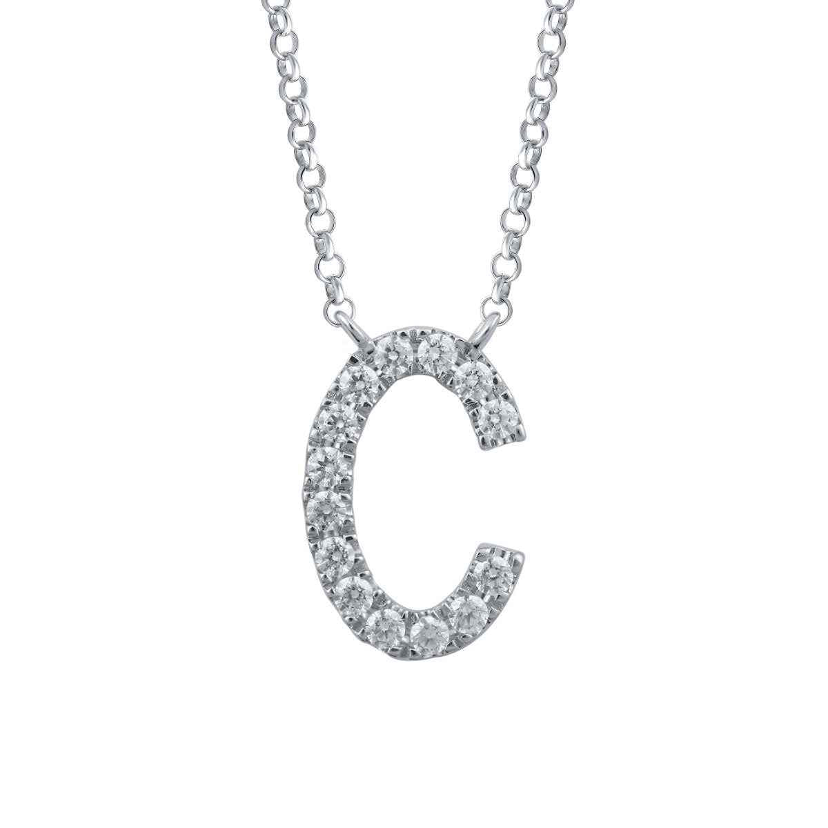 1/10 ct. tw. Diamond Letter C 10mm Pendant in 10K White Gold