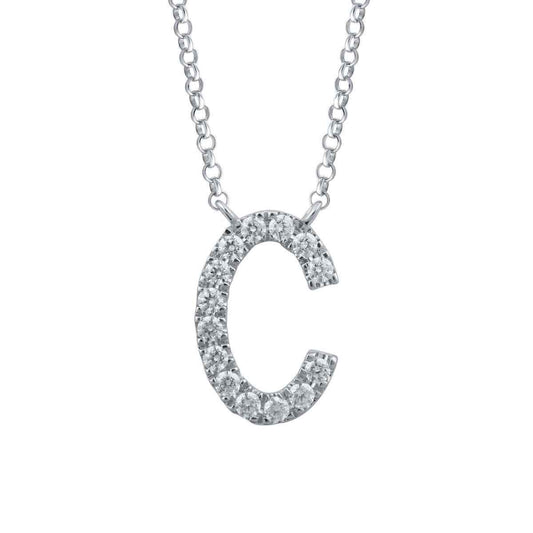 1/10 ct. tw. Diamond Letter C 10mm Pendant in 10K White Gold