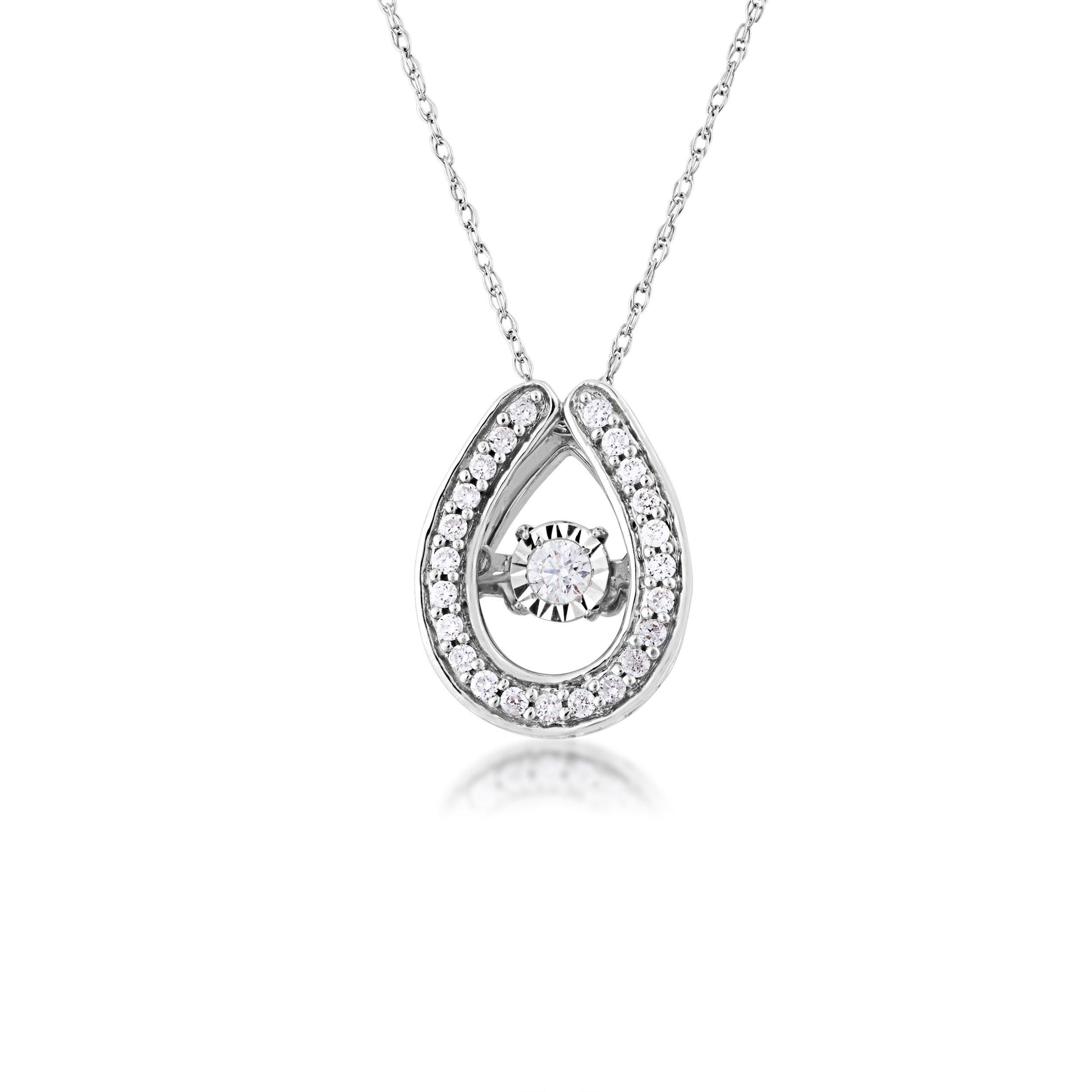 1/5 ct. tw Twinkling Diamond Pendant with Looped Halo in 10K White Gold