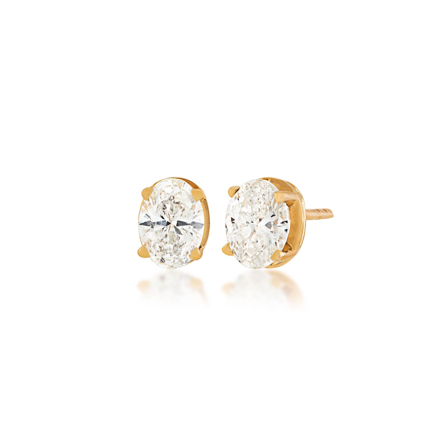 7/8 ct. tw. Oval Diamond Solitaire Earrings in 14K Yellow Gold