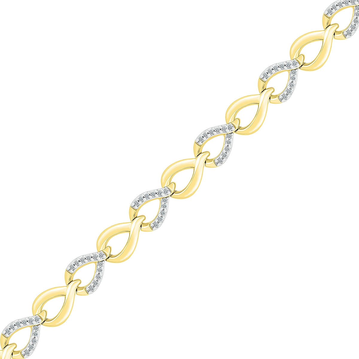 3/8 ct. tw. Diamond Pear-Link Bracelet in 10K Yellow Gold front view
