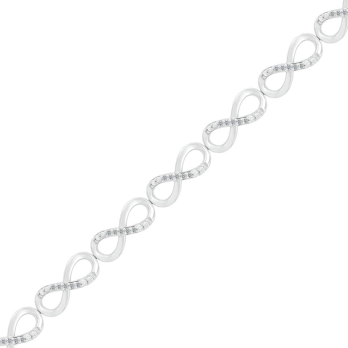 1/4 ct. tw. Diamond Infinity Link Bracelet in Sterling Silver front view