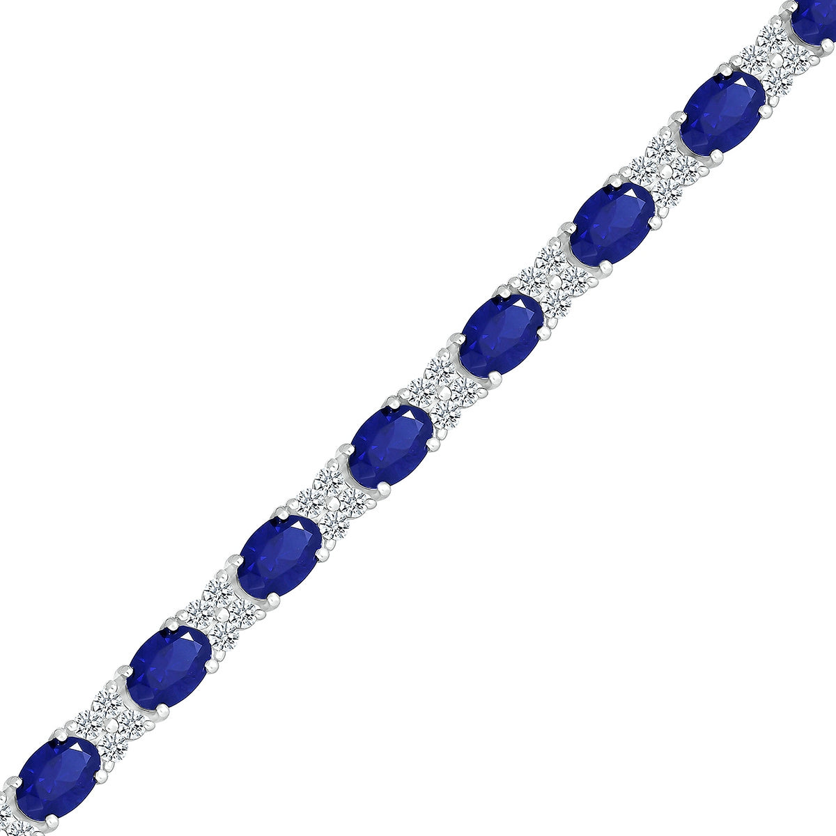 Oval Sapphire & 2-1/8 ct. tw. Diamond Bracelet in 14K White Gold front view