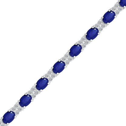 Oval Sapphire & 2-1/8 ct. tw. Diamond Bracelet in 14K White Gold front view
