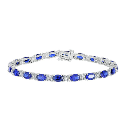 Oval Sapphire & 2-1/8 ct. tw. Diamond Bracelet in 14K White Gold