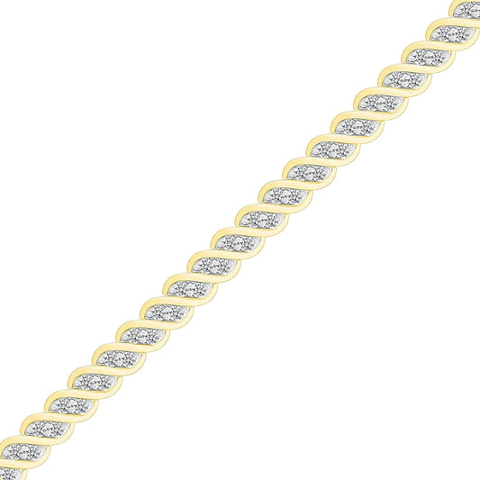 2 ct. tw. Diamond S-Link Tennis Bracelet in 10K Yellow Gold front view