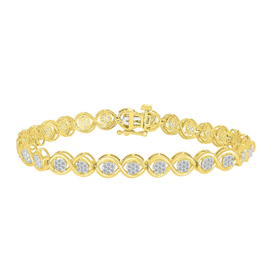Fairytale Diamonds 1 ct. tw. Diamond Round Cluster Center Link Bracelet in 10K Yellow Gold
