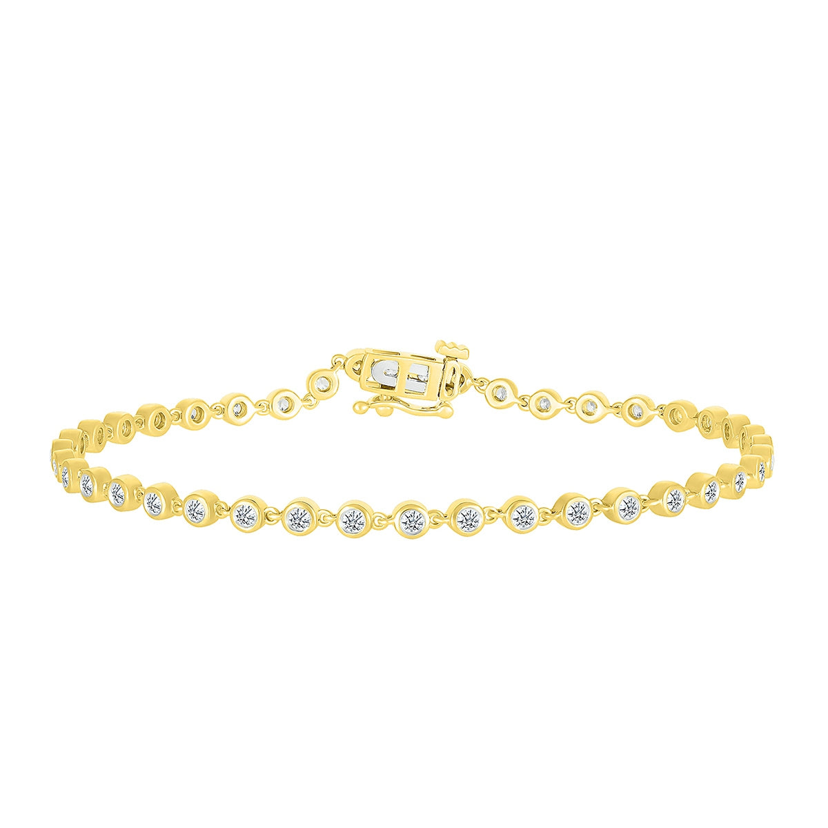 1 ct. tw. Round Diamond Bezel Link Bracelet in 10K Yellow Gold
