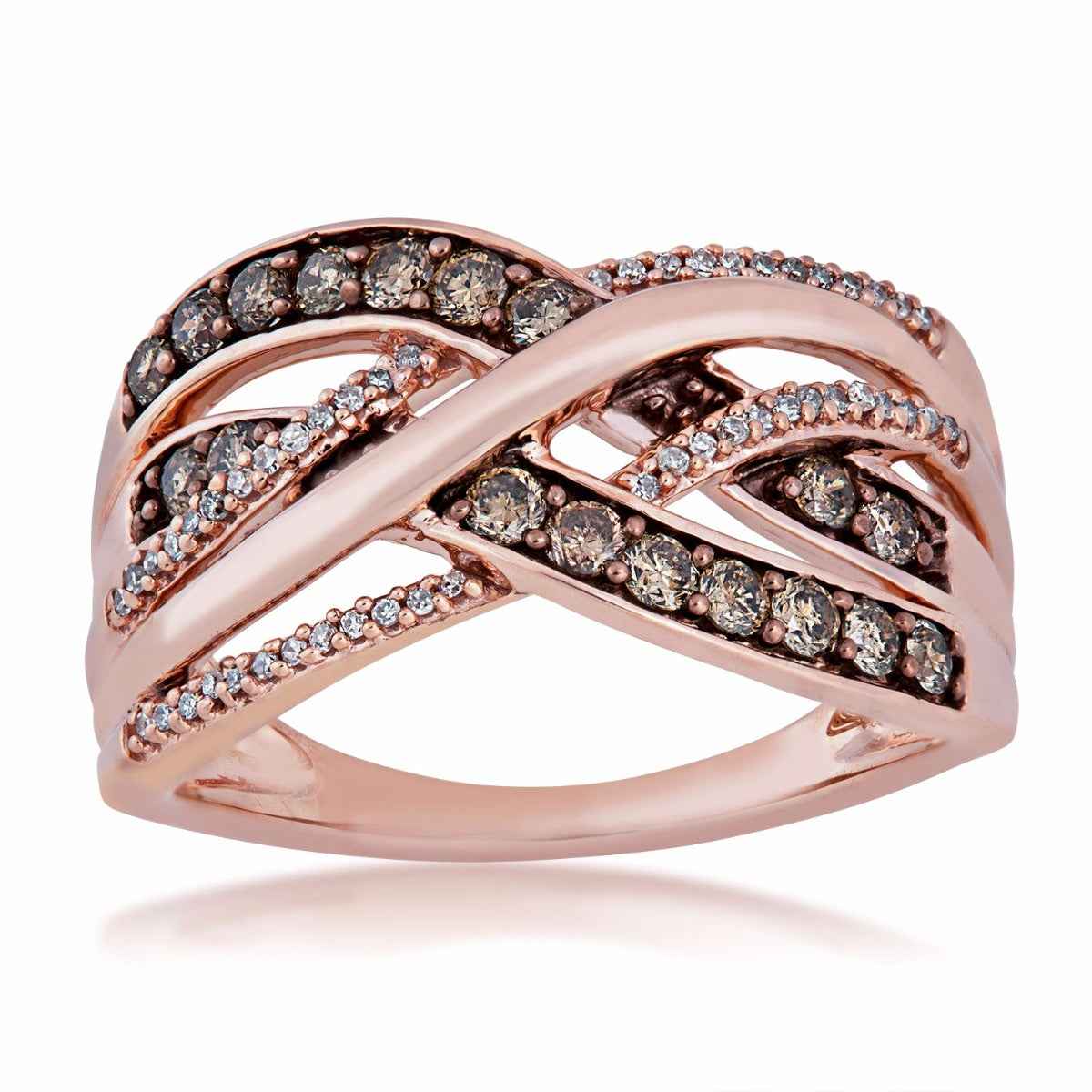1/2 ct. tw. Mocha & White Diamond Fashion Ring in 10K Pink Gold