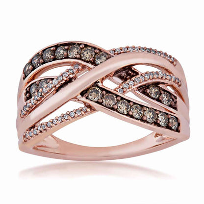 1/2 ct. tw. Mocha & White Diamond Fashion Ring in 10K Pink Gold