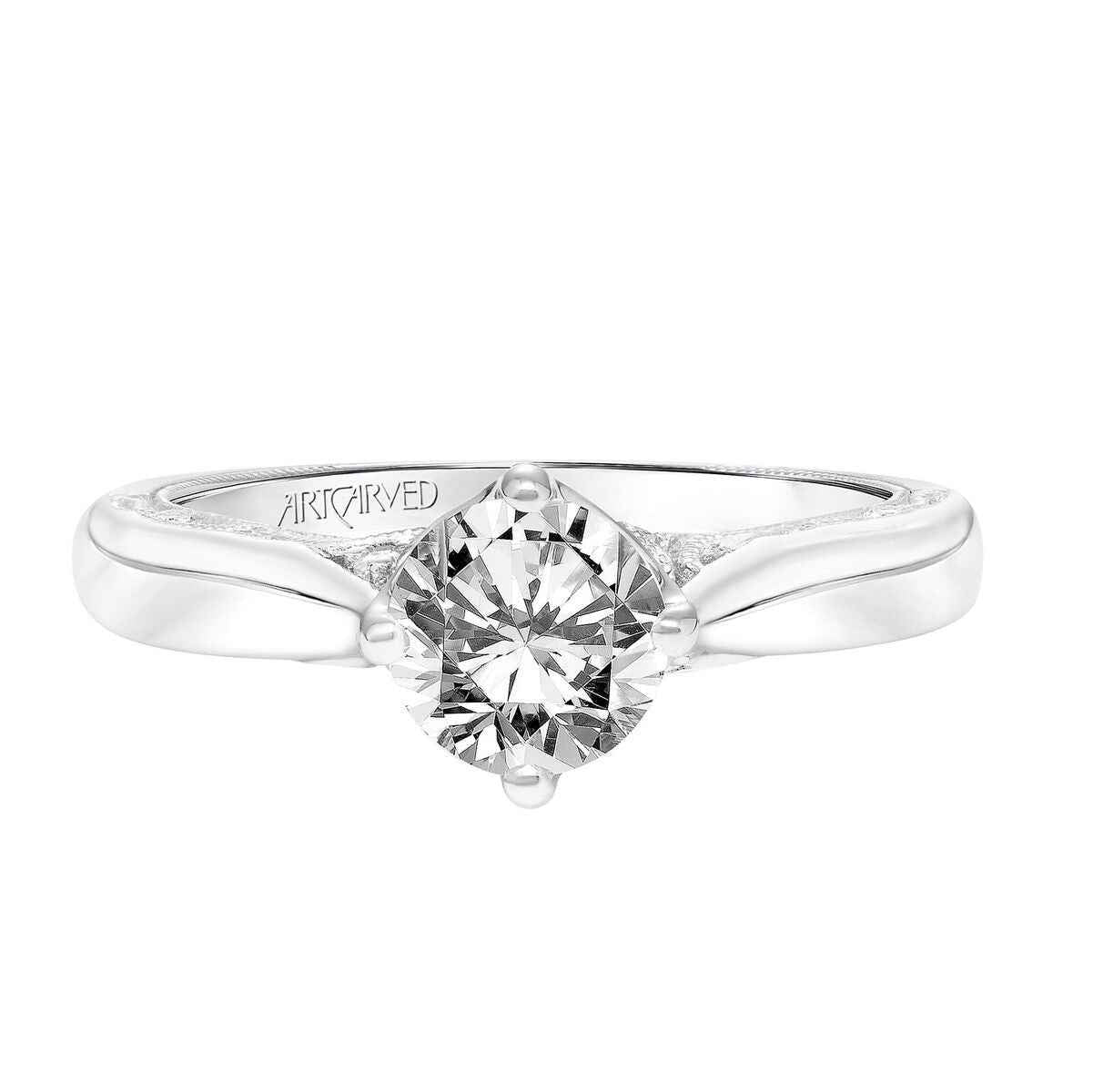Artcarved Vintage .07 ct. tw. Filigree Style Diamond Semi-Mount Engagement Ring in 14K White Gold side profile