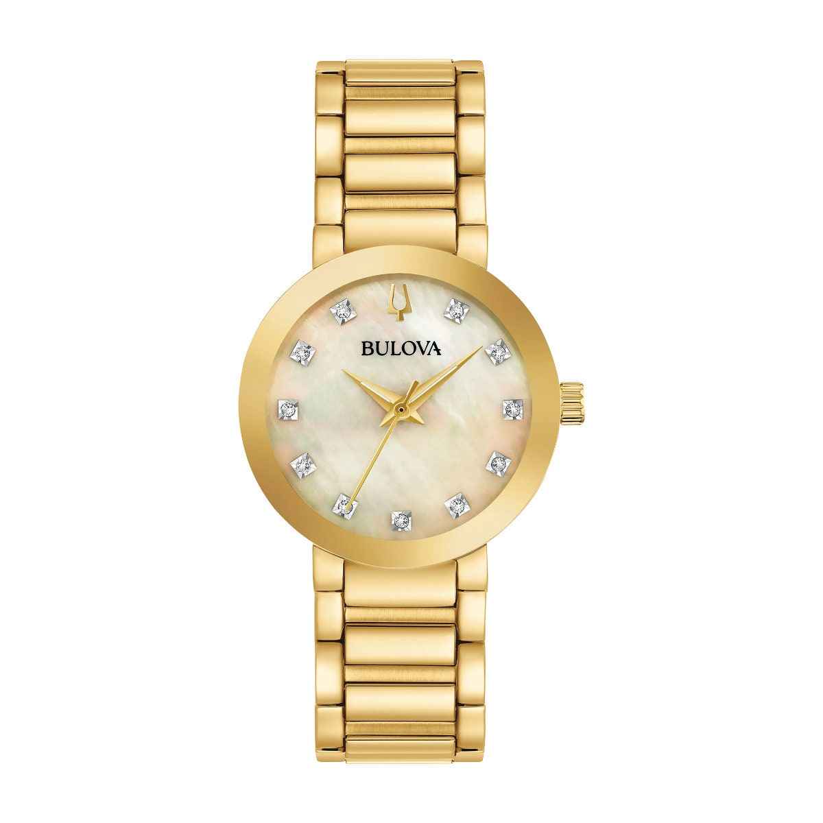 Bulova Ladies' Futuro Gold-Tone Stainless Steel Watch with Mother of Pearl Dial