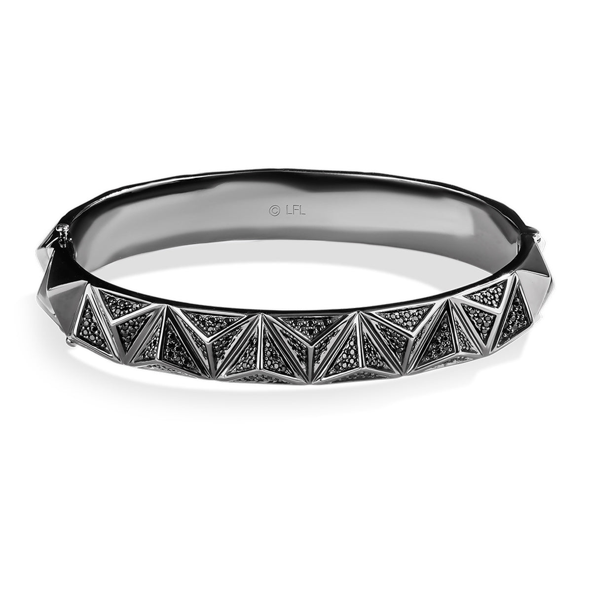 Star Wars Dark Armor 7.25-inch 1 ct. tw. Treated Black Diamond Bangle Bracelet in Black Rhodium Plated Sterling Silver