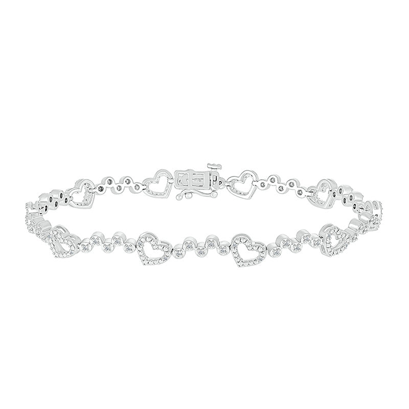 1/4 ct. tw. Diamond Open Heart Bracelet in Sterling Silver