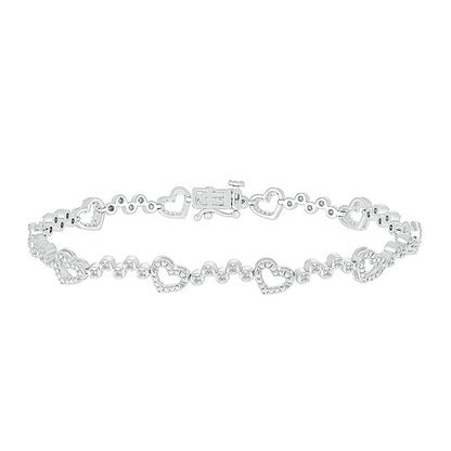 1/4 ct. tw. Diamond Open Heart Bracelet in Sterling Silver