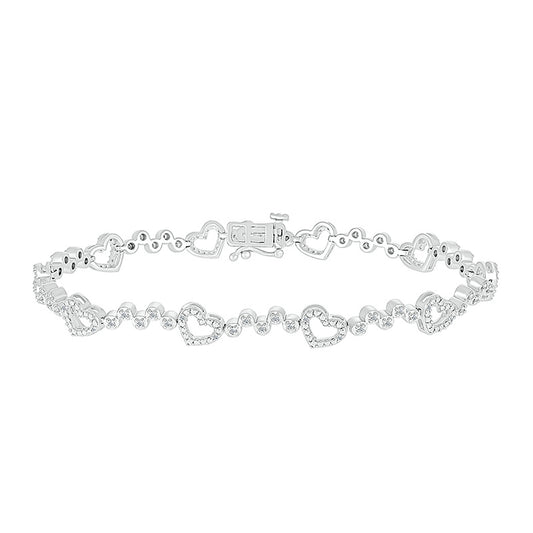 1/4 ct. tw. Diamond Open Heart Bracelet in Sterling Silver