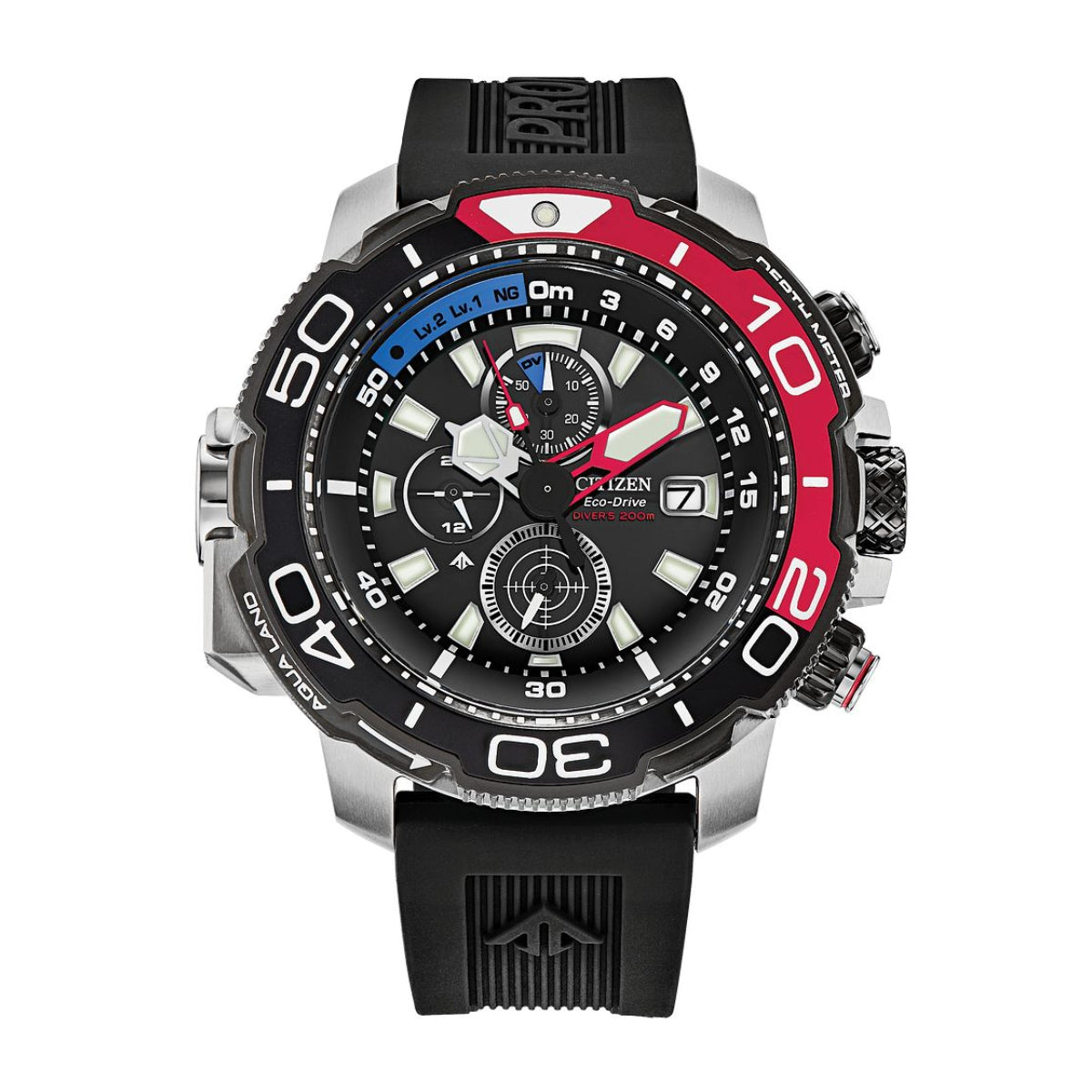Citizen Men's Promaster Aqualand Stainless Steel Watch with Black Dial & Black Polyurethane Strap