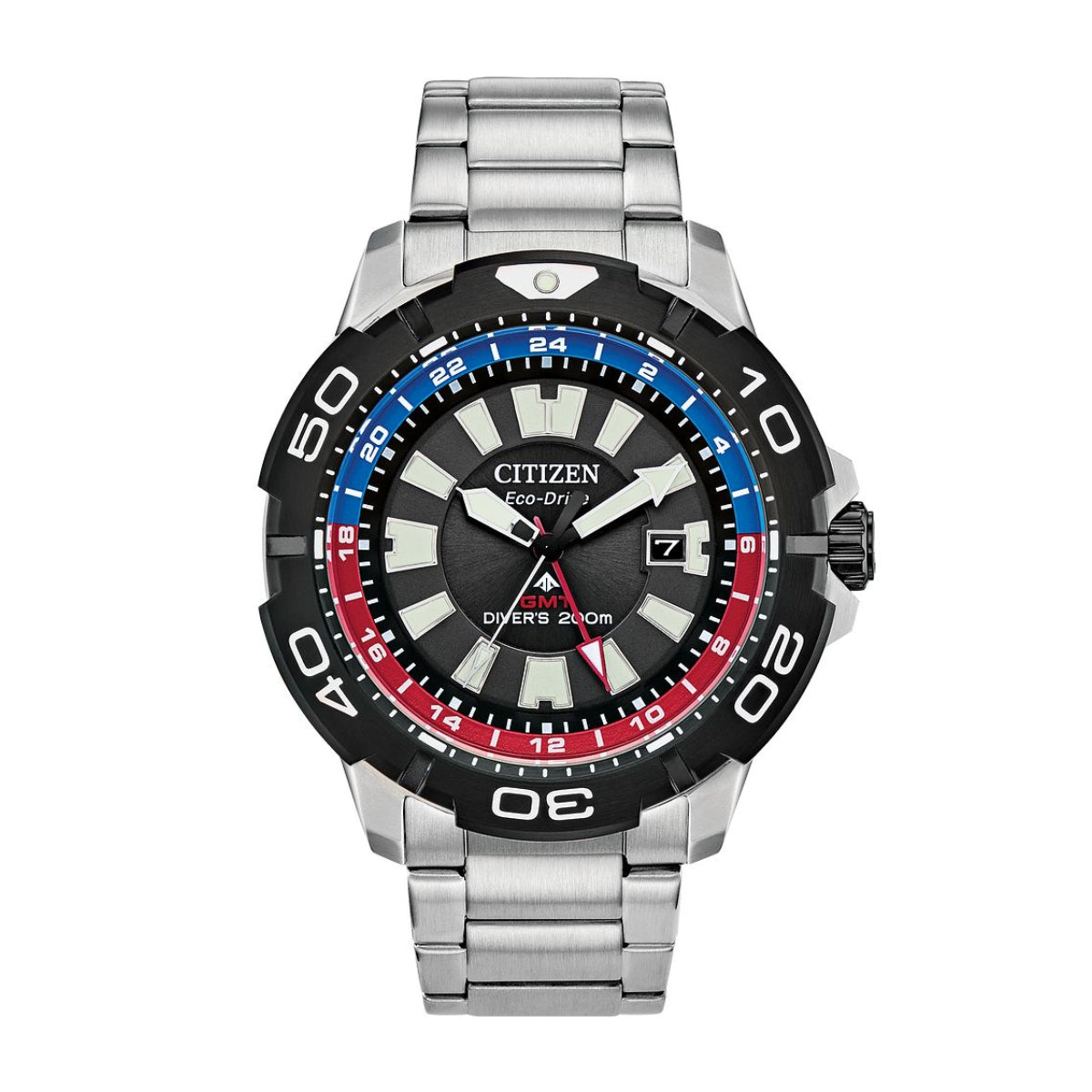 Citizen Men's Promaster GMT Stainless Steel Watch with Black, Blue & Red Dial