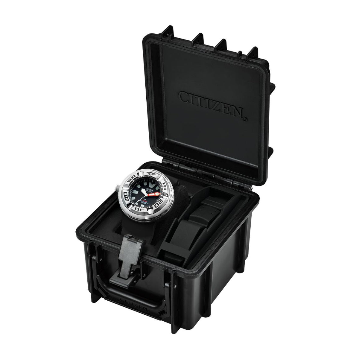 Citizen Men's Promaster Dive 300m Stainless Steel Watch with Black Dial & Black Polyurethane Strap front view