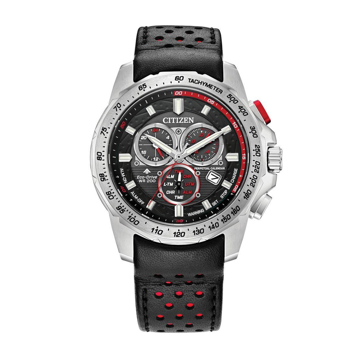 Citizen Men's Promaster MX Stainless Steel Watch with Black Dial & Black Leather Strap