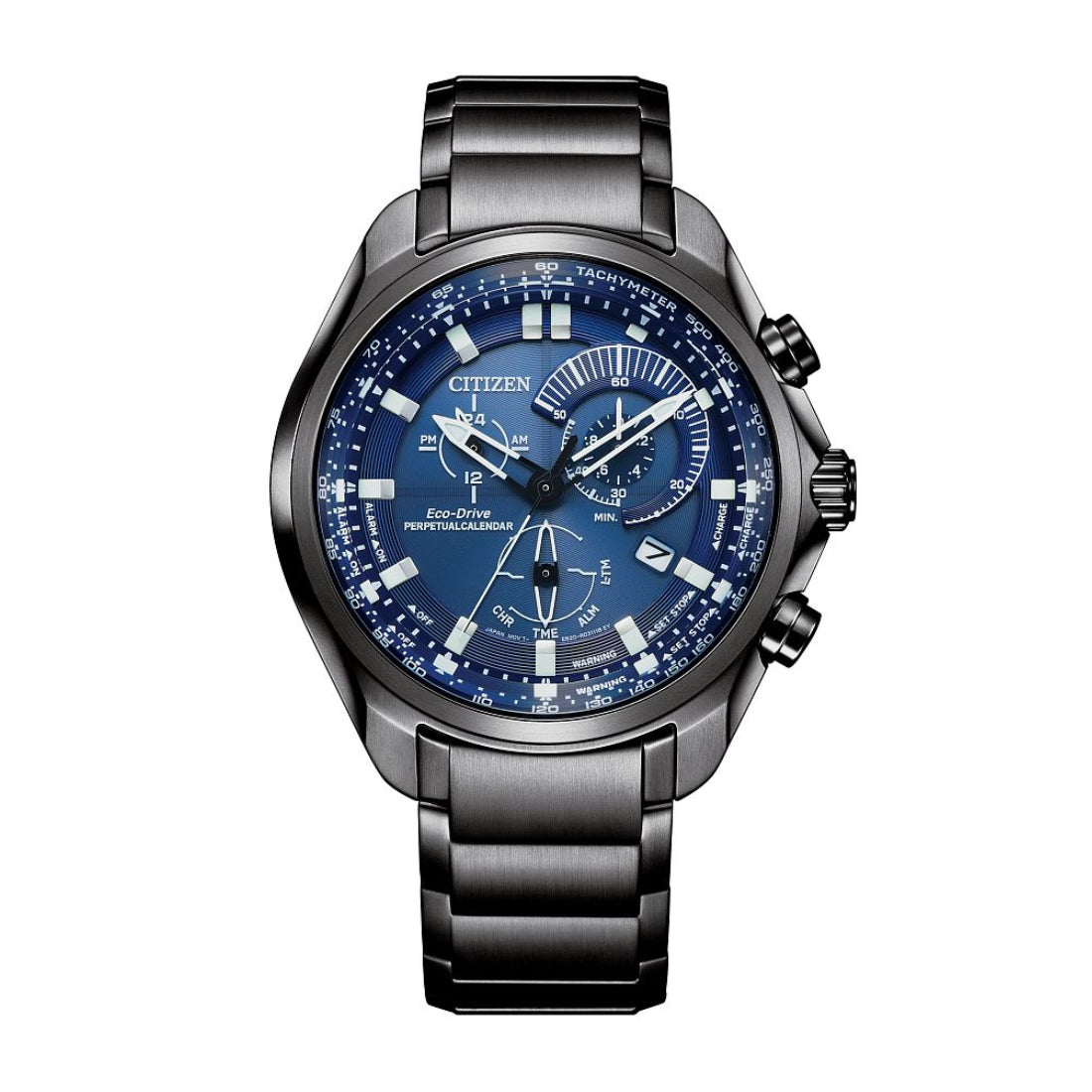 Citizen Men's Sport Luxury Dark Gray Stainless Steel Watch with Blue Dial