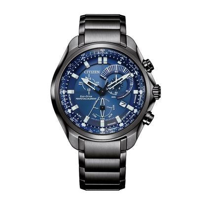 Citizen Men's Sport Luxury Dark Gray Stainless Steel Watch with Blue Dial