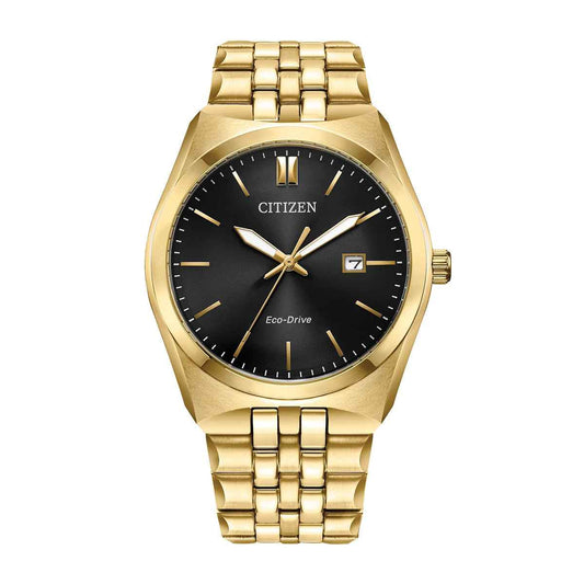 Citizen Men's Corso Eco-Drive Gold-Tone Stainless Steel Watch with Black Dial