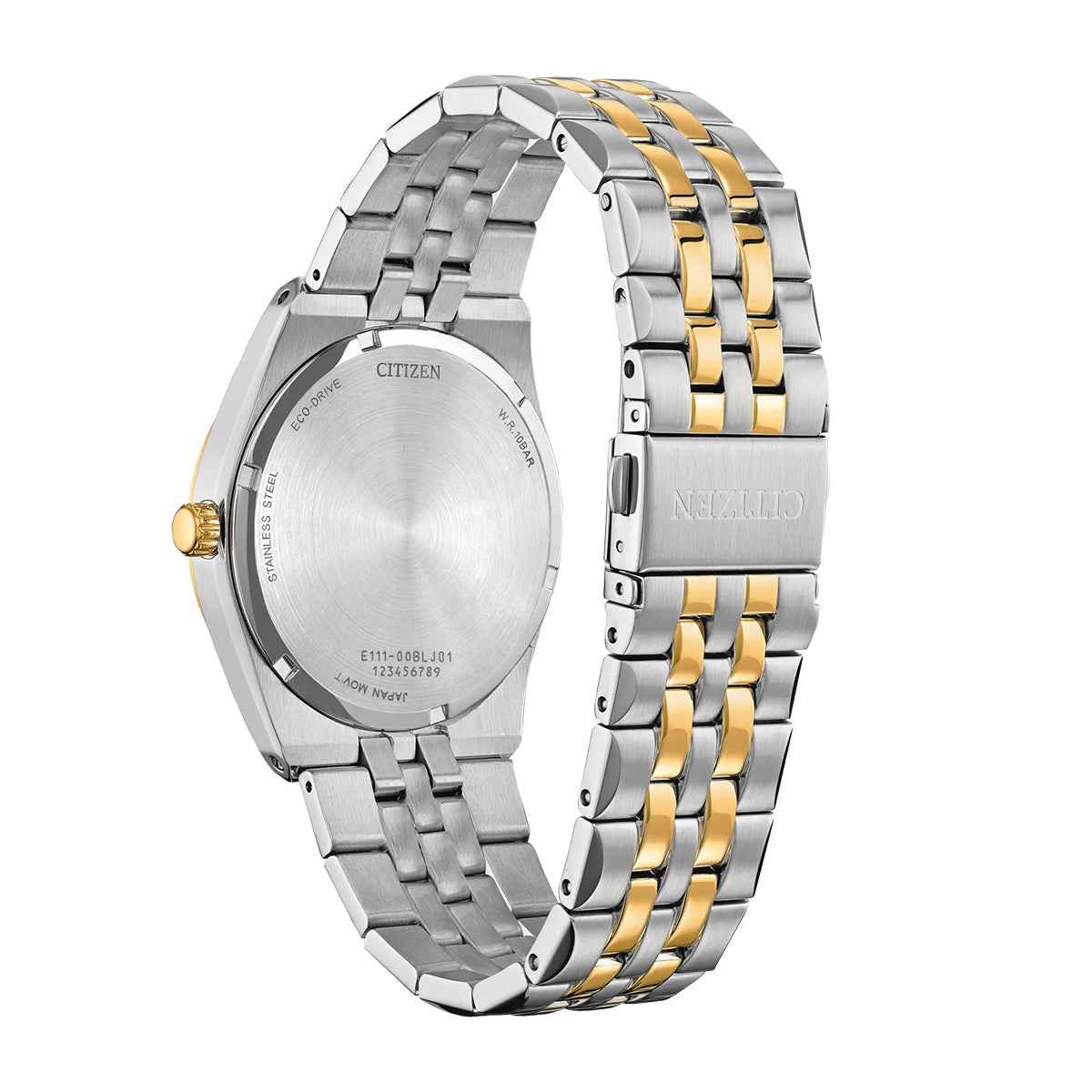 Citizen Men's Corso Diamond Eco-Drive Two-Tone Stainless Steel Watch with Black Dial front view