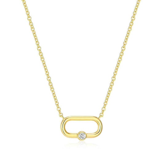 M by Monte Luna Lab-Grown Diamond Accent Paperclip Necklace in 14K Yellow Gold Plated Sterling Silver