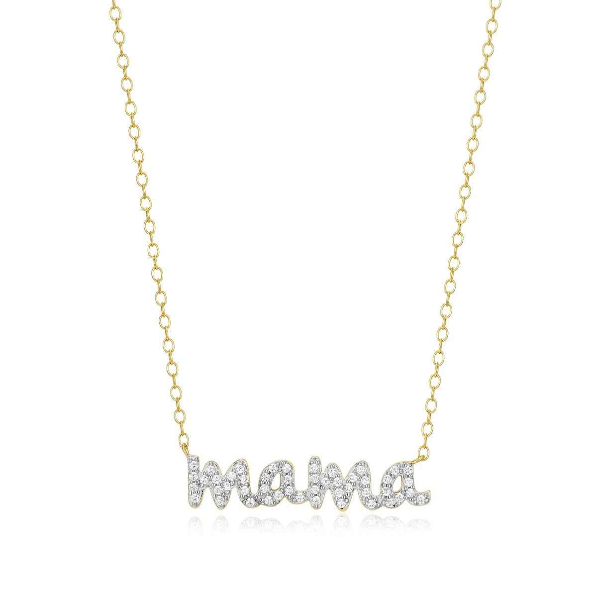 M by Monte Luna 1/8 ct. tw. Lab-Grown Diamond Mama Necklace in 14K Yellow Gold Plated Sterling Silver
