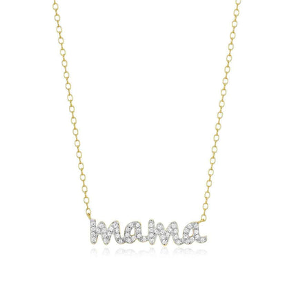 M by Monte Luna 1/8 ct. tw. Lab-Grown Diamond Mama Necklace in 14K Yellow Gold Plated Sterling Silver