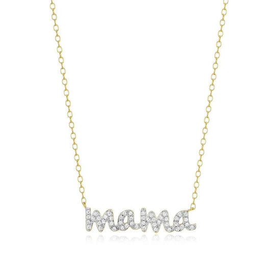 M by Monte Luna 1/8 ct. tw. Lab-Grown Diamond Mama Necklace in 14K Yellow Gold Plated Sterling Silver