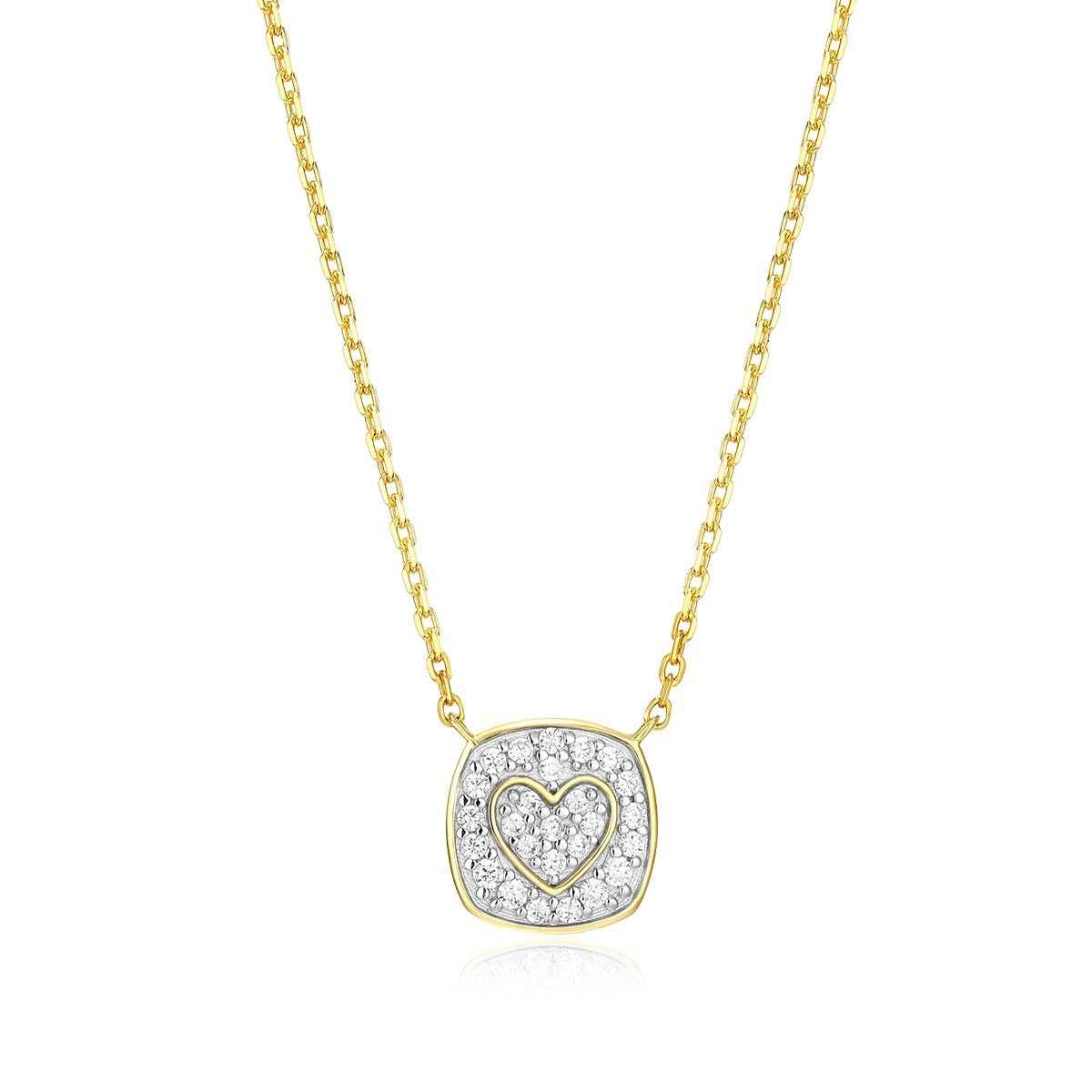 M by Monte Luna 1/6 ct. tw. Lab-Grown Diamond Heart Emblem Necklace in 14K Yellow Gold Plated Sterling Silver