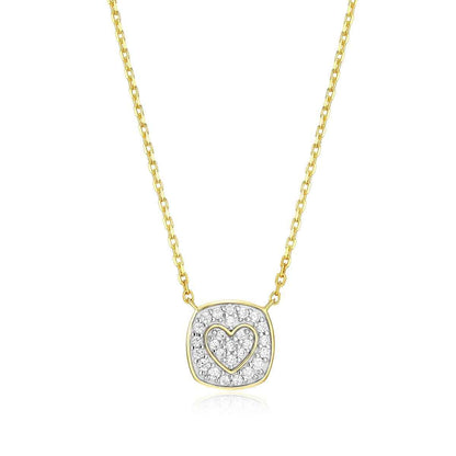 M by Monte Luna 1/6 ct. tw. Lab-Grown Diamond Heart Emblem Necklace in 14K Yellow Gold Plated Sterling Silver