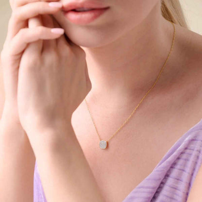 M by Monte Luna 1/6 ct. tw. Lab-Grown Diamond Heart Emblem Necklace in 14K Yellow Gold Plated Sterling Silver front view