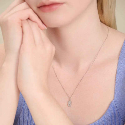 M by Monte Luna 1/10 ct. tw. Lab-Grown Diamond Mini Heart Tag Pendant in Rhodium Plated Sterling Silver front view