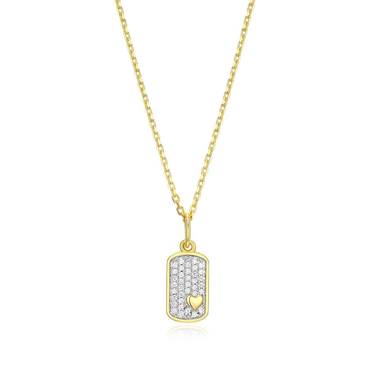 M by Monte Luna 1/10 ct. tw. Lab-Grown Diamond Mini Heart Tag Pendant in 14K Yellow Gold Plated Sterling Silver