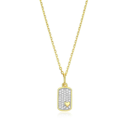 M by Monte Luna 1/10 ct. tw. Lab-Grown Diamond Mini Heart Tag Pendant in 14K Yellow Gold Plated Sterling Silver