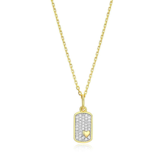 M by Monte Luna 1/10 ct. tw. Lab-Grown Diamond Mini Heart Tag Pendant in 14K Yellow Gold Plated Sterling Silver