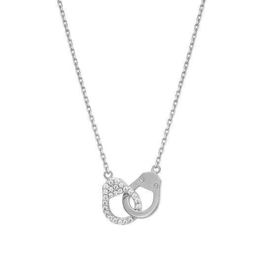 M by Monte Luna 1/10 ct. tw. Lab-Grown Diamond Handcuff Necklace in Rhodium Plated Sterling Silver